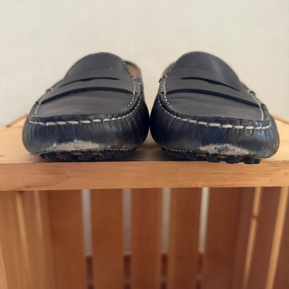 Tods Womens Black Leather Driving Loafers Size 36.5 EU With Rubber Sole Detailin - Picture 8 of 11